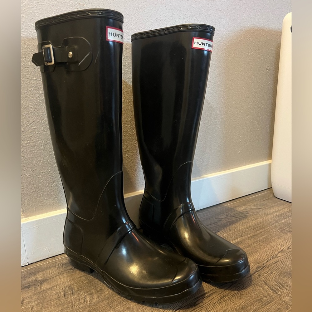 Hunter original tall rain boots in black